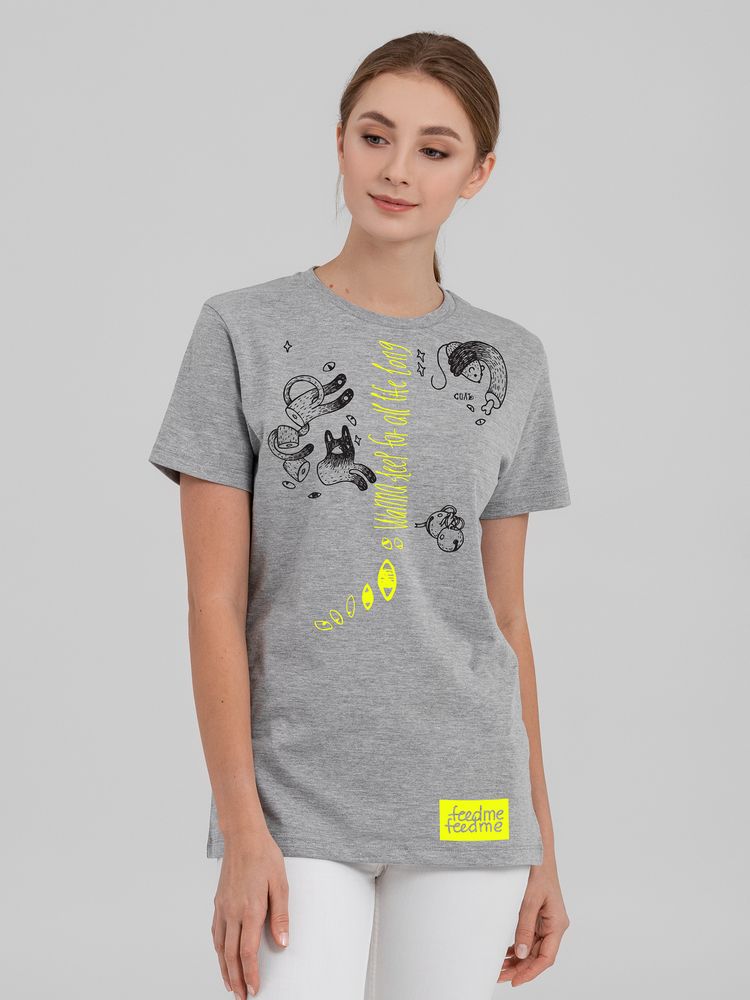 Футболка с термонаклейками Meow, серый меланж / Миниатюра WWW (1000)