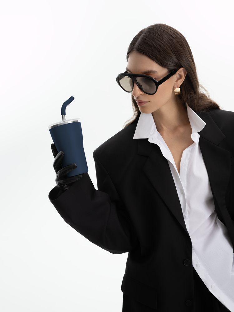 Термостакан Sapporo без логотипа, темно-синий / Миниатюра WWW (1000)