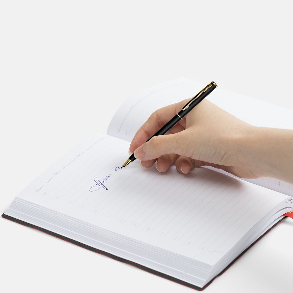 Ручка шариковая Hotel Gold, ver.2, матовая черная / Миниатюра WWW (1000)