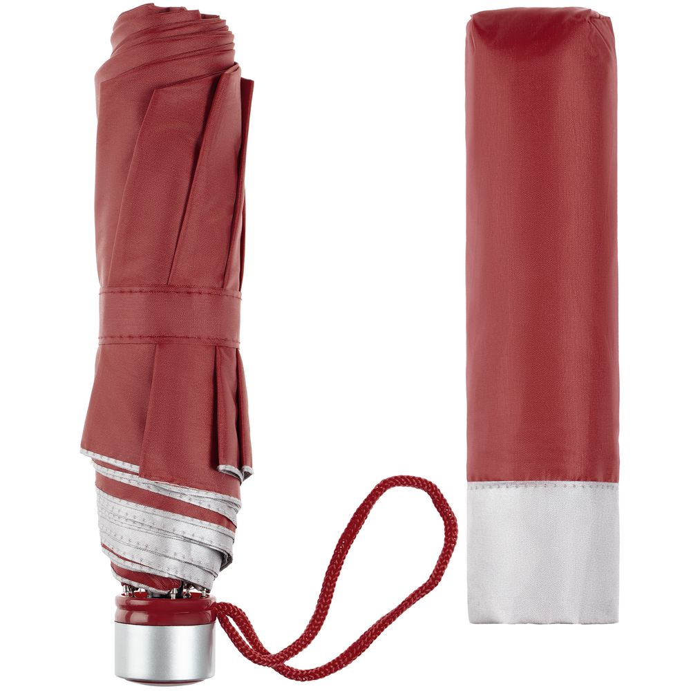 Зонт складной Silverlake, бордовый с серебристым / Миниатюра WWW (1000)