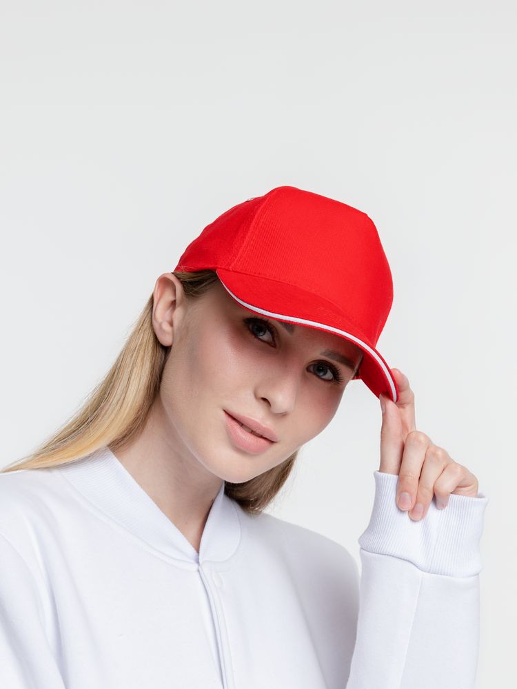 Бейсболка Classic, красная с белым кантом / Миниатюра WWW (1000)