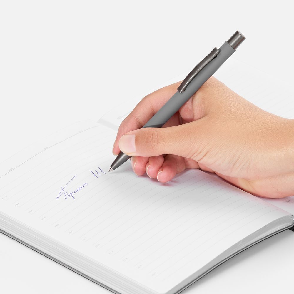 Ручка шариковая Atento Soft Touch, серая / Миниатюра WWW (1000)