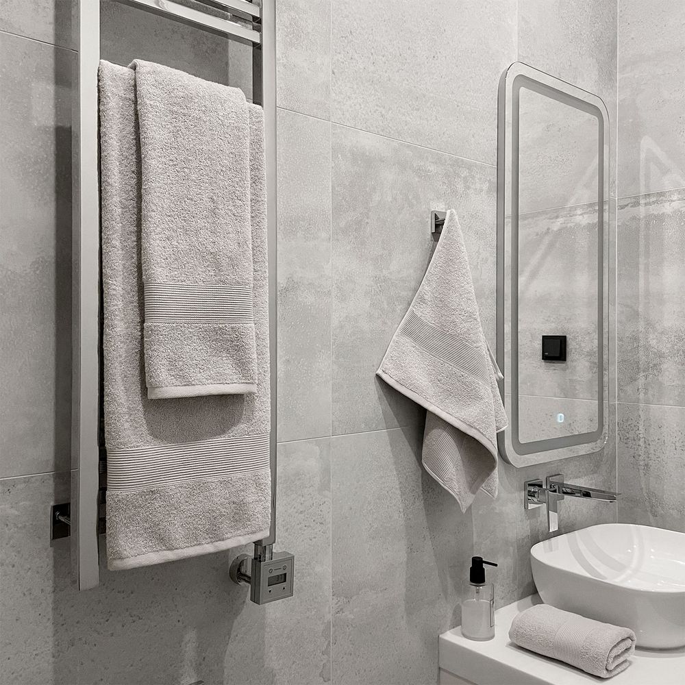 Полотенце махровое «Тиффани», большое, светло-серое (лунный рок) / Миниатюра имиджевого (1000)