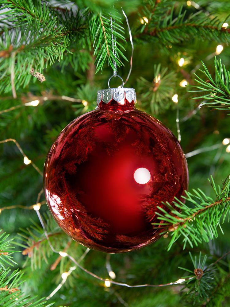 Елочный шар Finery Gloss, 10 см, глянцевый красный / Миниатюра WWW (1000)