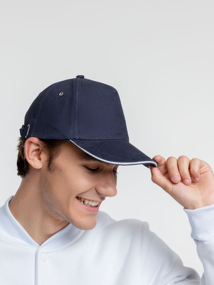 Бейсболка Classic, темно-синяя с белым кантом / Миниатюра WWW (1000)