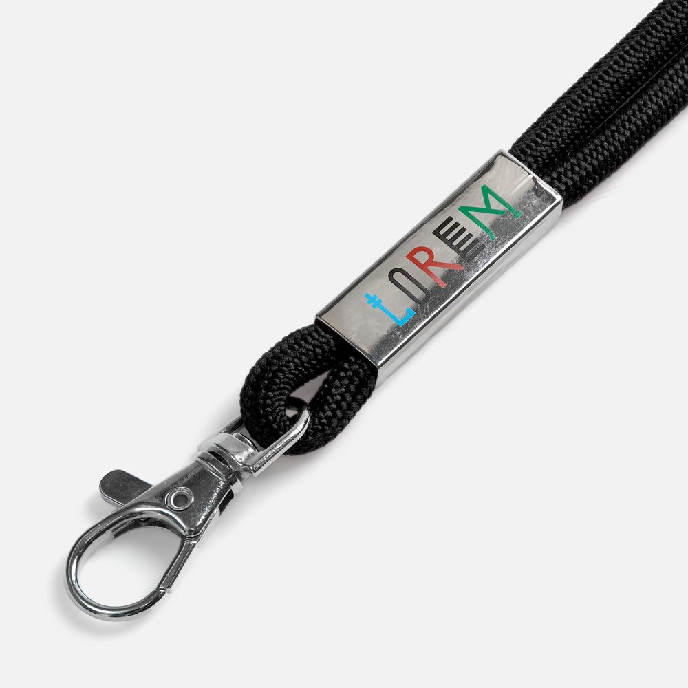 Шнурок для бейджа Tube Metal, черный / Миниатюра нанесения (1000)