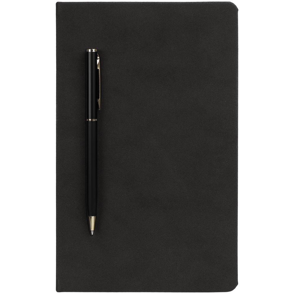 Блокнот Magnet Gold с ручкой, черный / Миниатюра WWW (1000)