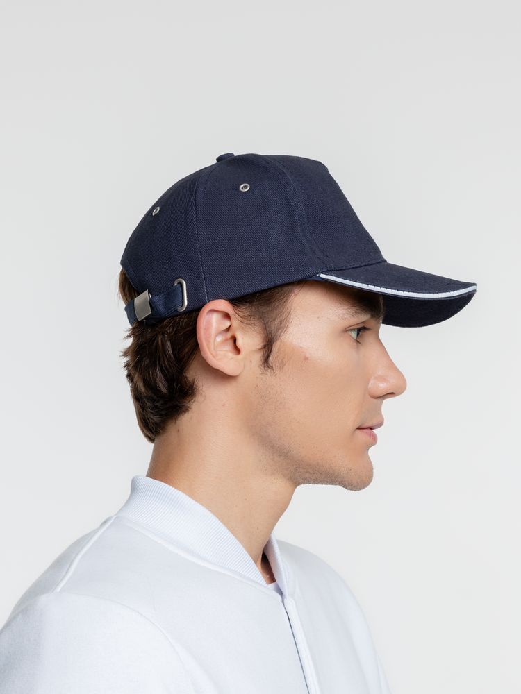 Бейсболка Classic, темно-синяя с белым кантом / Миниатюра WWW (1000)