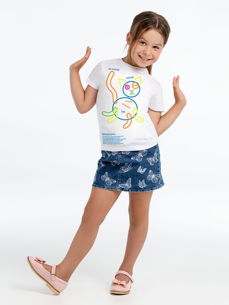 Футболка детская с термонаклейками «Собери кота», белая / Миниатюра WWW (1000)