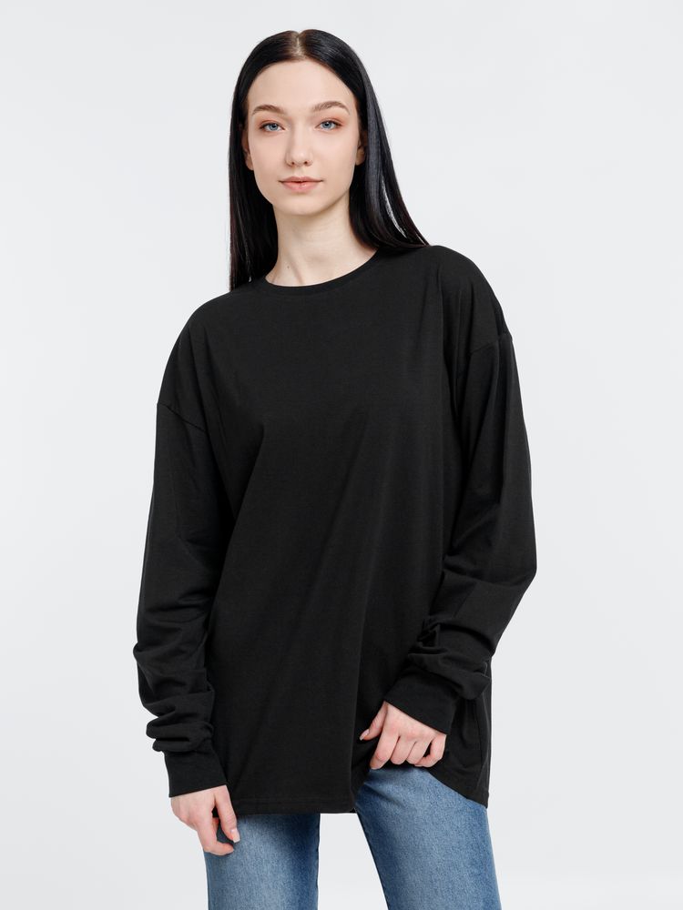 Футболка оверсайз унисекс с длинным рукавом Сity Sapiens, черная / Миниатюра WWW (1000)