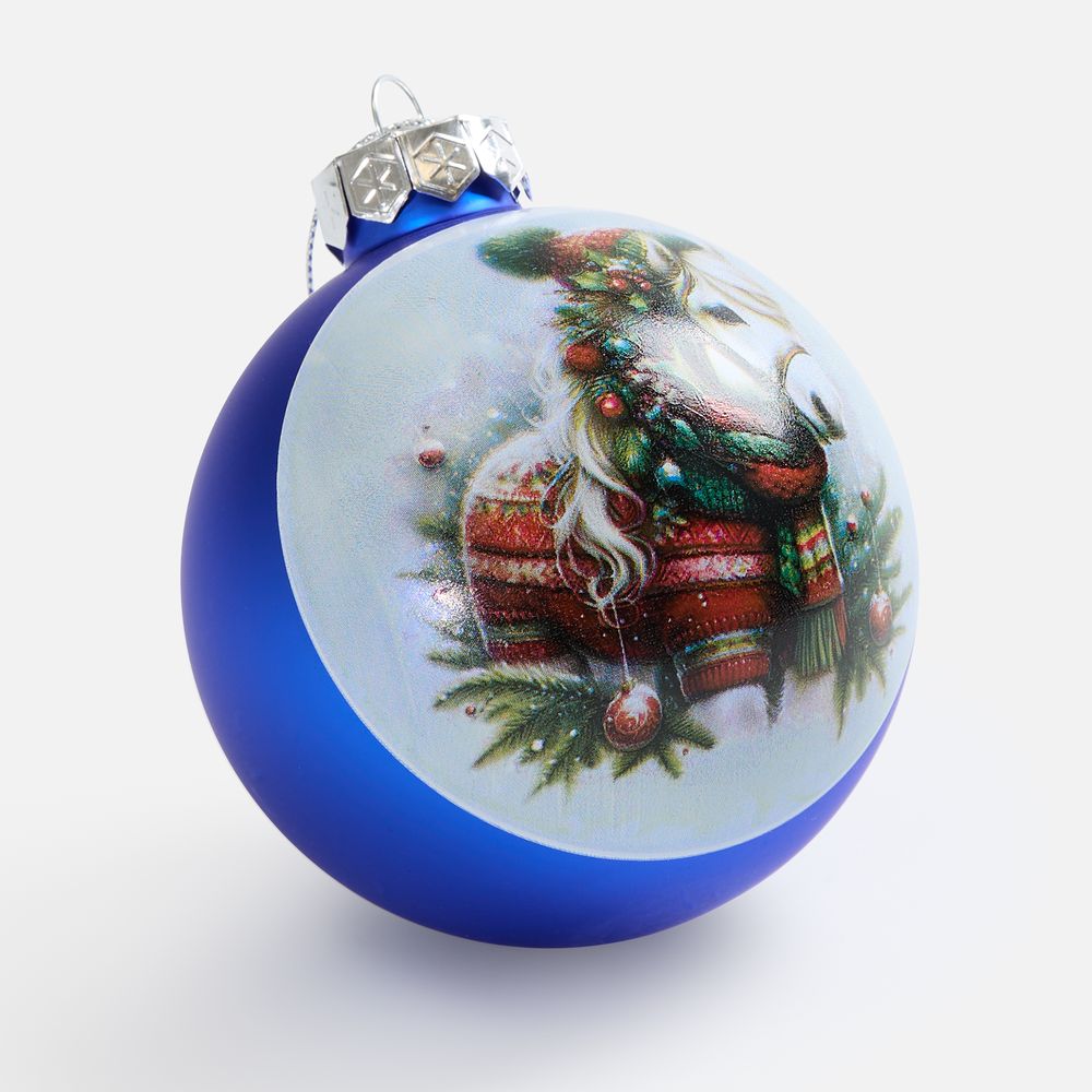 Елочный шар Finery Matt, 8 см, матовый синий / Миниатюра WWW (1000)