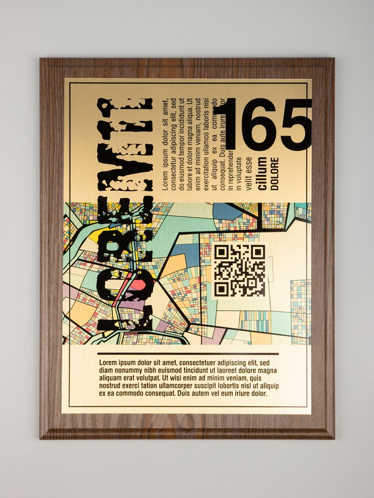 Плакетка Plaque XL, венге с золотистой пластиной / Миниатюра WWW (1000)