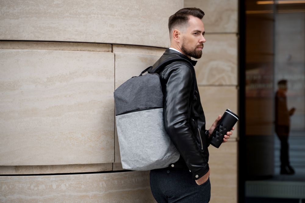 Термостакан Relief, черный с красным / Миниатюра WWW (1000)