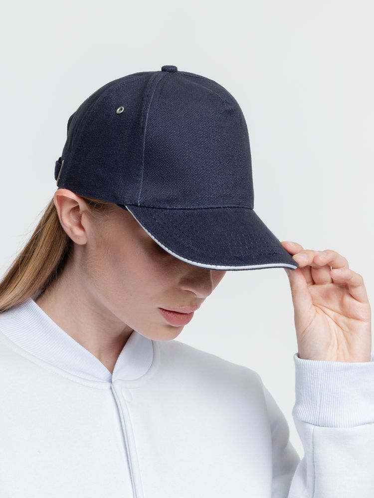 Бейсболка Classic, темно-синяя с белым кантом / Миниатюра WWW (1000)