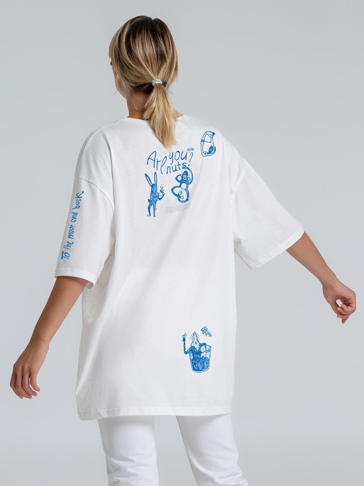 Футболка оверсайз с термонаклейками «Бредни», молочно-белая / Миниатюра WWW (1000)