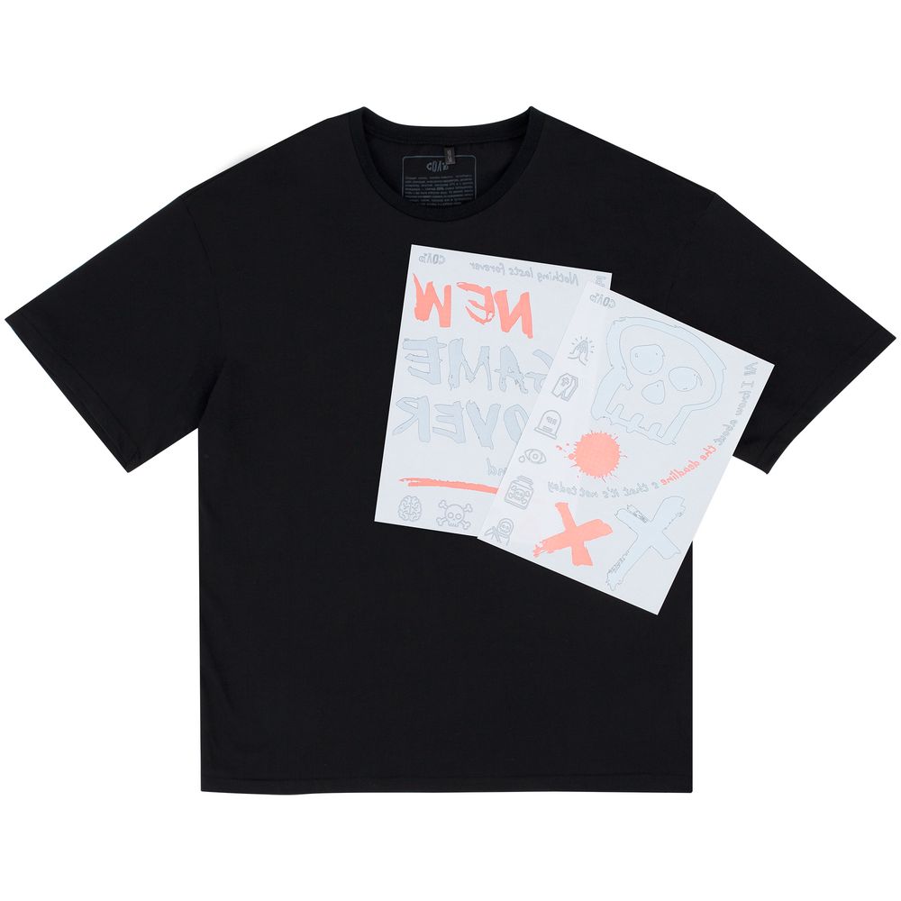 Футболка оверсайз с термонаклейками Game Over, черная / Миниатюра WWW (1000)