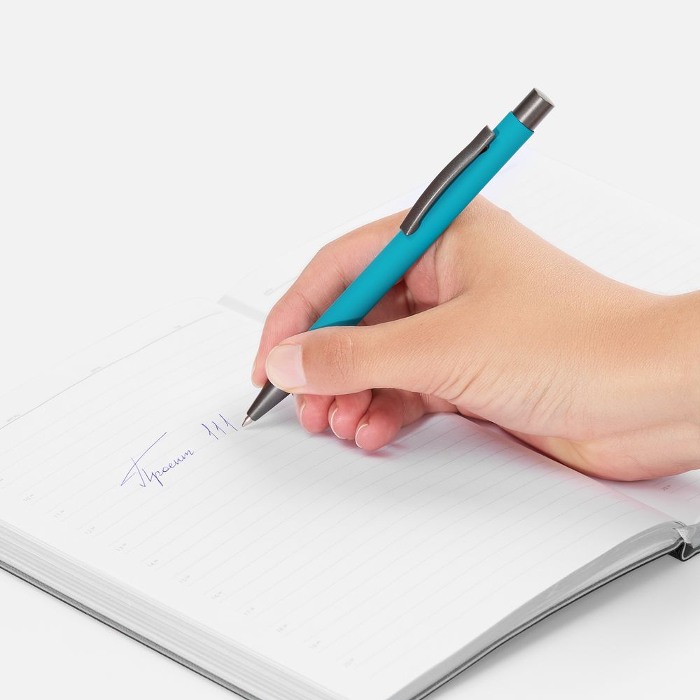 Ручка шариковая Atento Soft Touch, бирюзовая / Миниатюра WWW (1000)