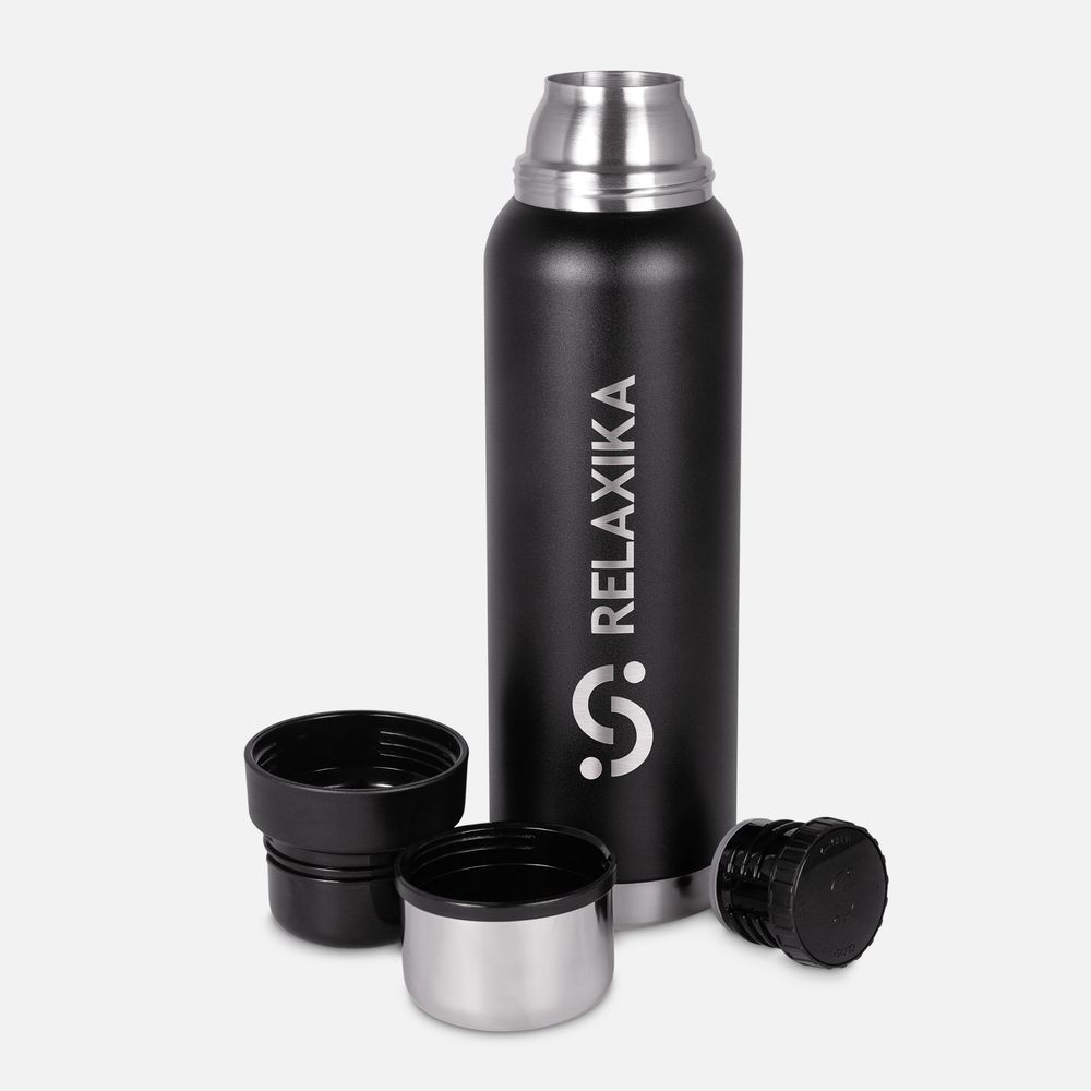 Термос Relaxika 1000 со стикерпаком, черный / Миниатюра WWW (1000)