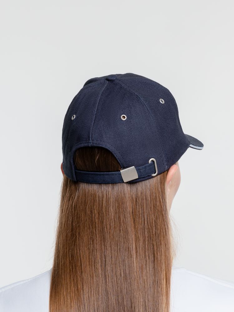 Бейсболка Classic, темно-синяя с белым кантом / Миниатюра WWW (1000)