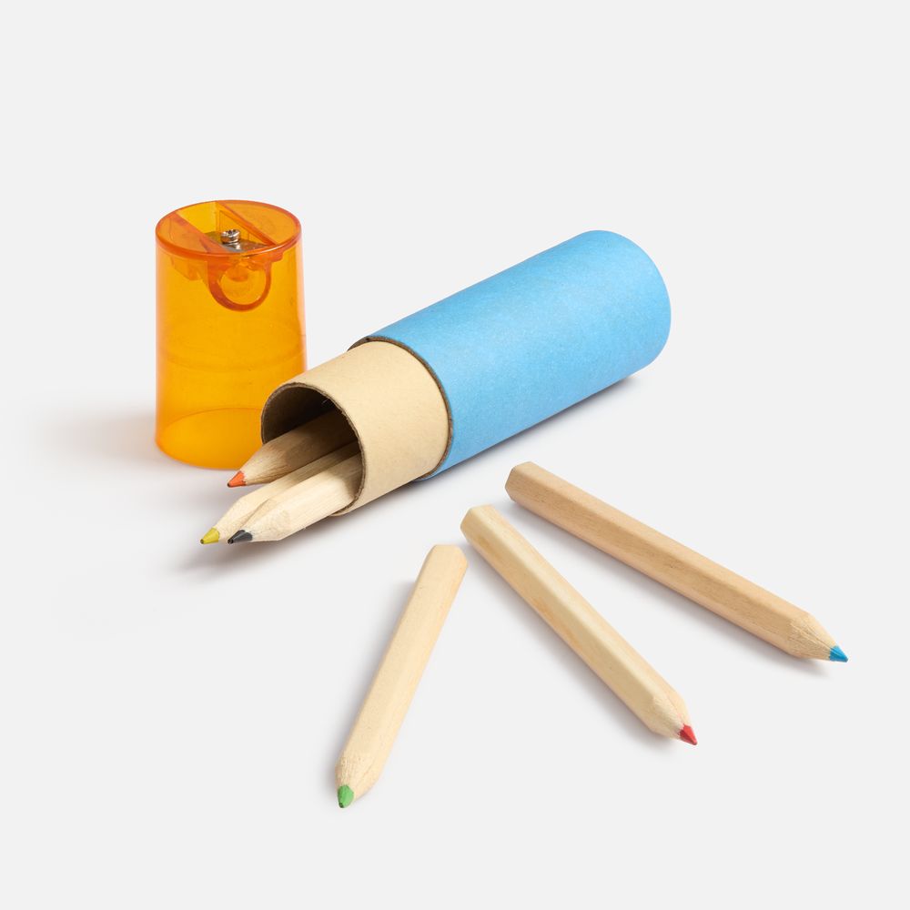 Набор цветных карандашей Kiddo с точилкой, голубой с оранжевым / Миниатюра WWW (1000)